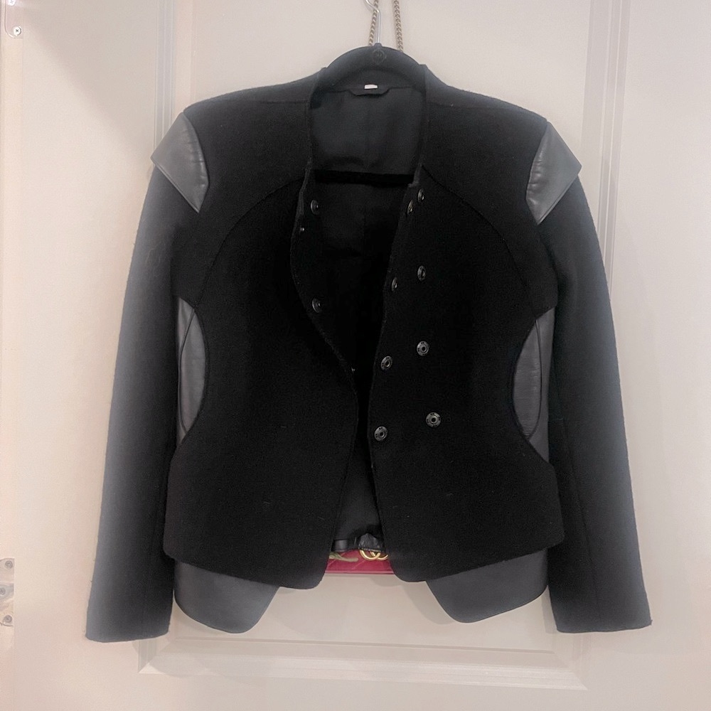 NEIL BARRETT leather & wool rare moto blazer